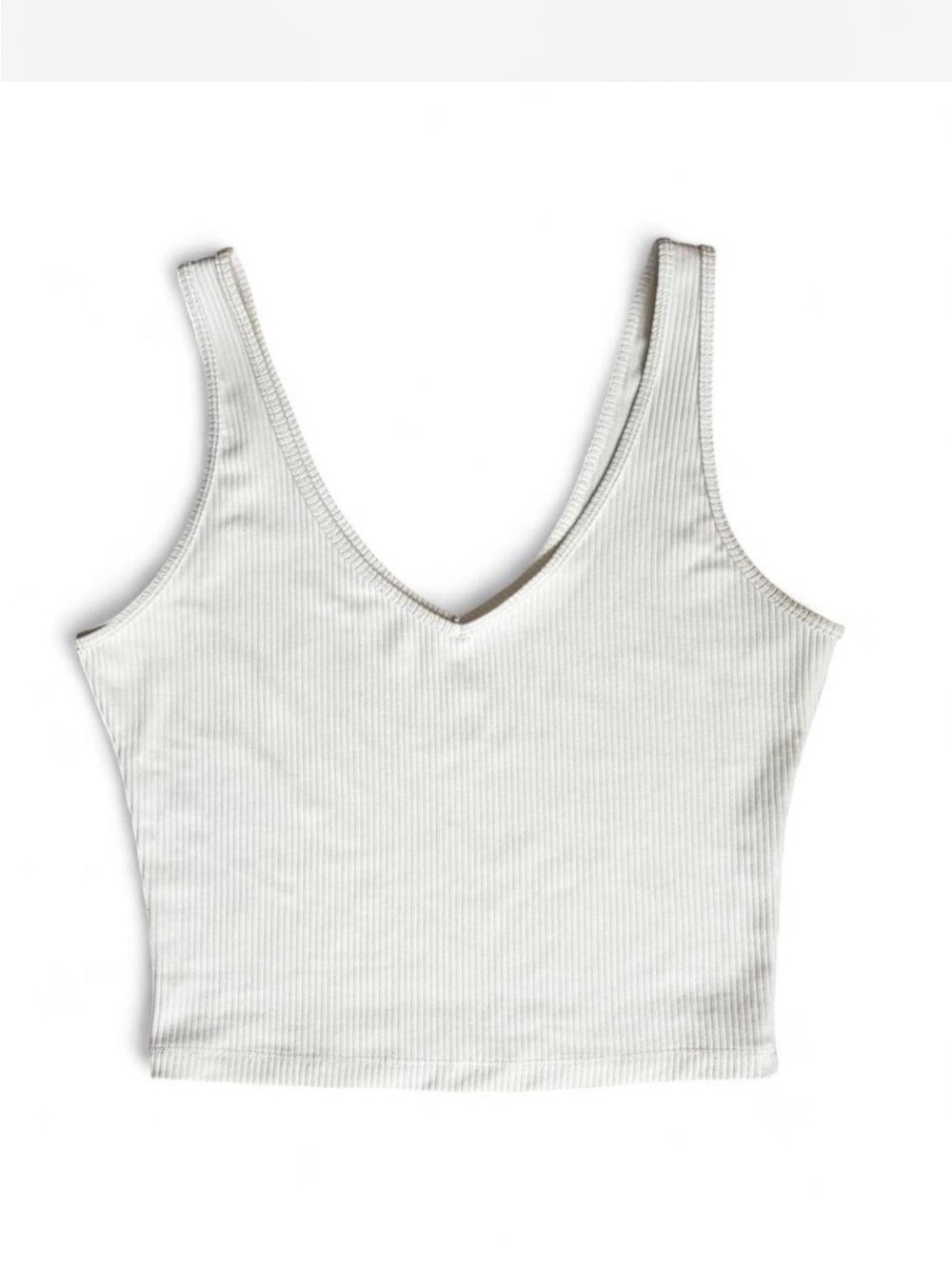Hollister Co. Must Have Collection White V-Neck Ribbed Tank Top
